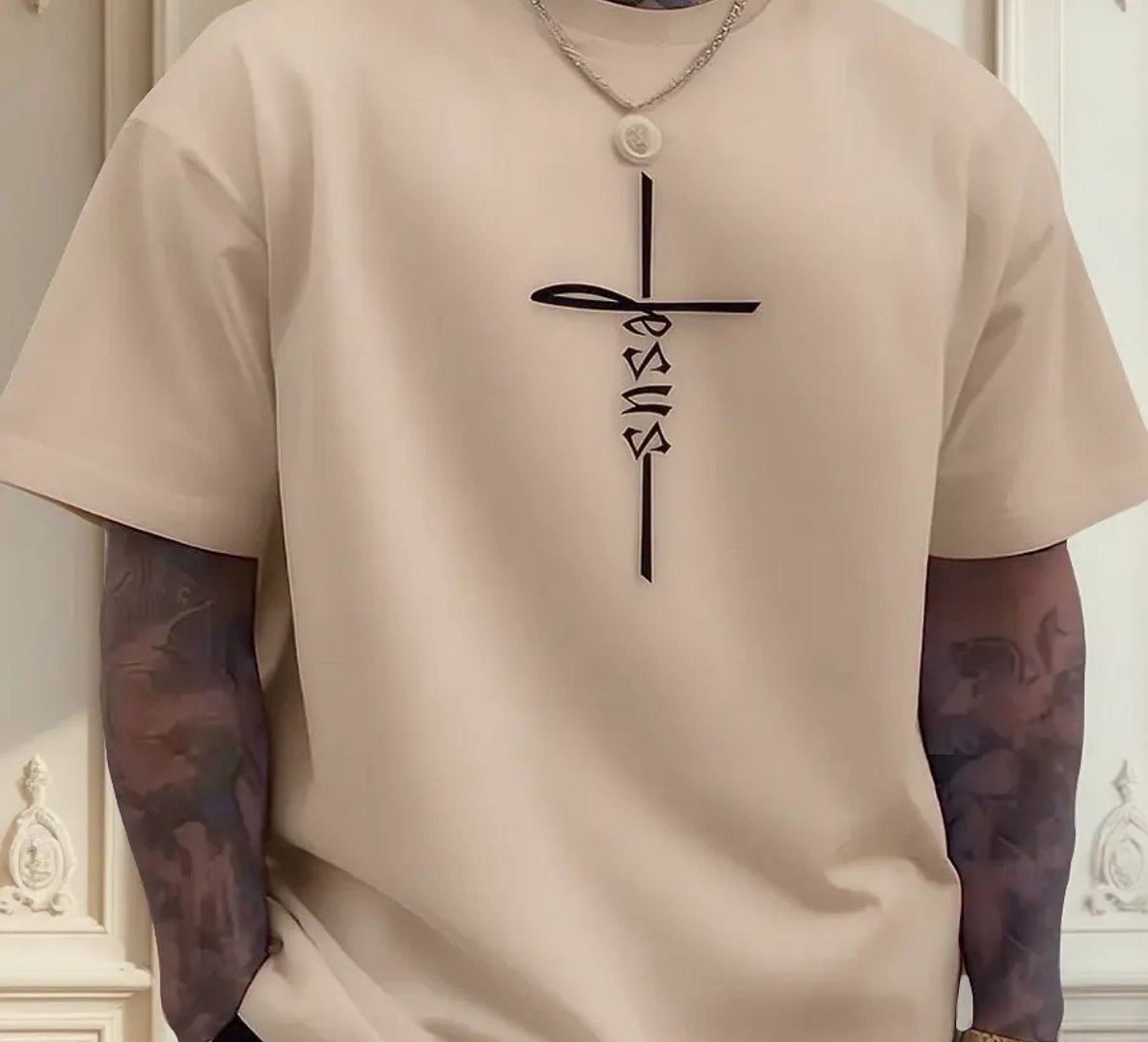 👕 Camiseta Masculina Básica Cruz De Jesus Algodão