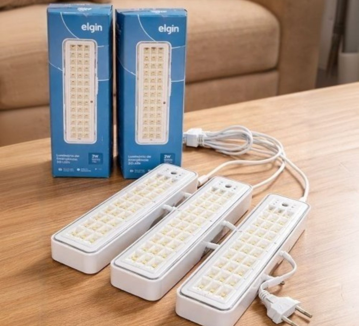 💡3 Luminárias Emergência Elgin Recarregável Lampada 30 Leds