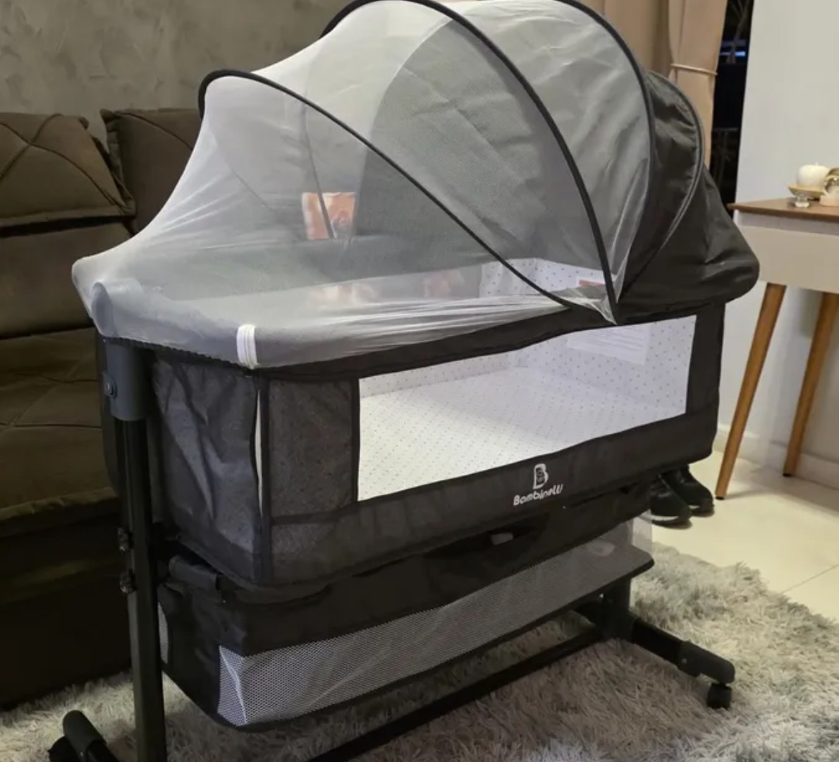 👶 Berço Bebê Portátil Moisés Com Mosquiteiro E Modo Balanço