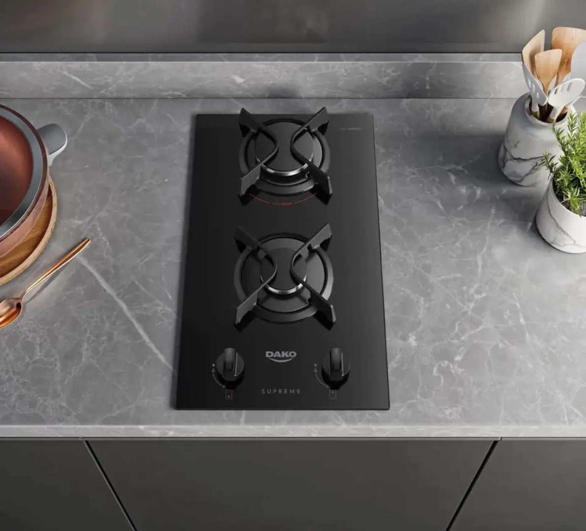 🥘 Cooktop A Gás Dako Supreme 2 Bocas Mesa Vidro Temperado