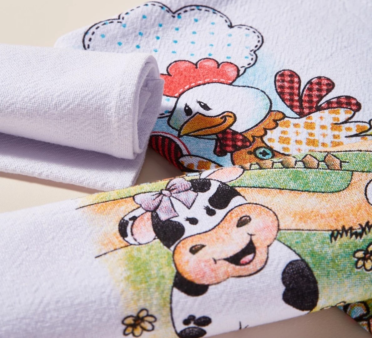 ✅ Kit 10 Pano De Prato Bainha Estampado