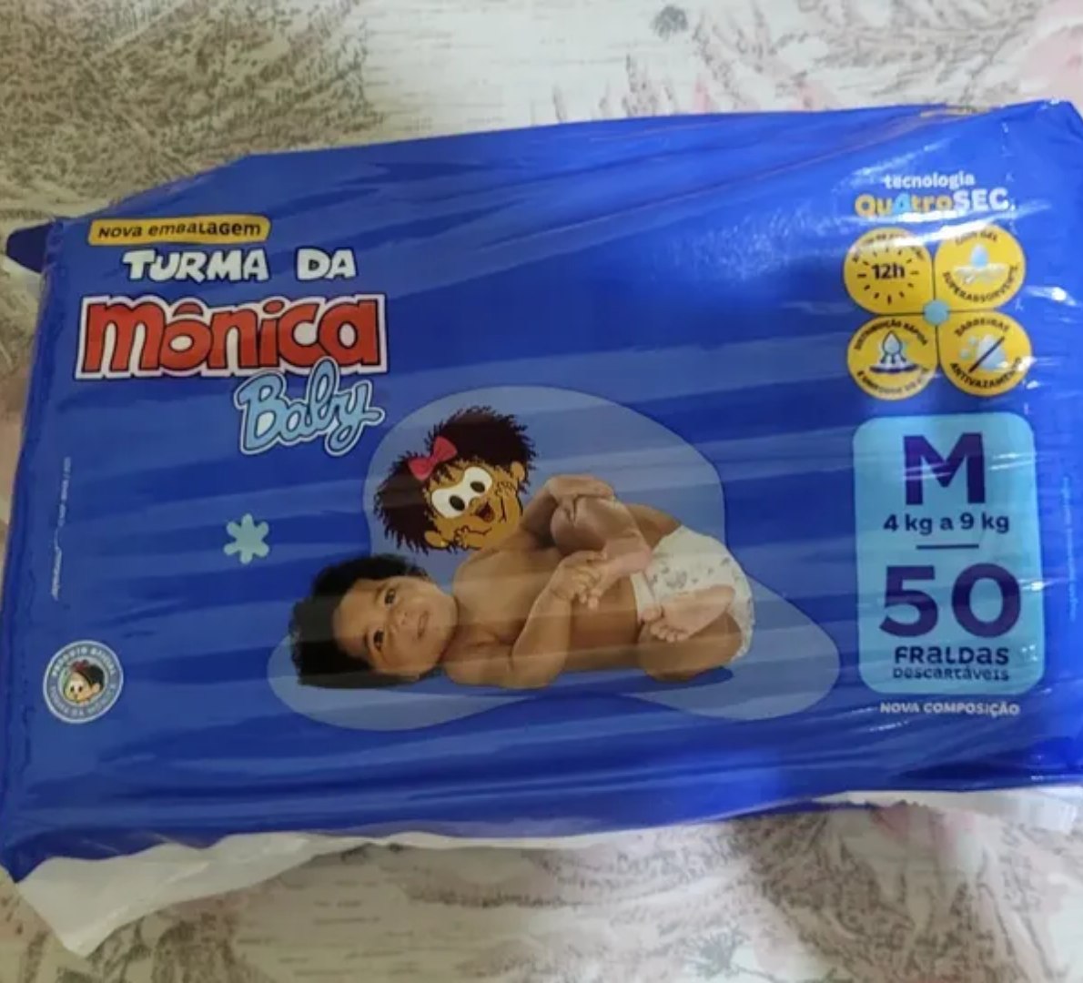 👶 Fralda Descartável Baby M Pacote 50 Unidades Turma da Mônica