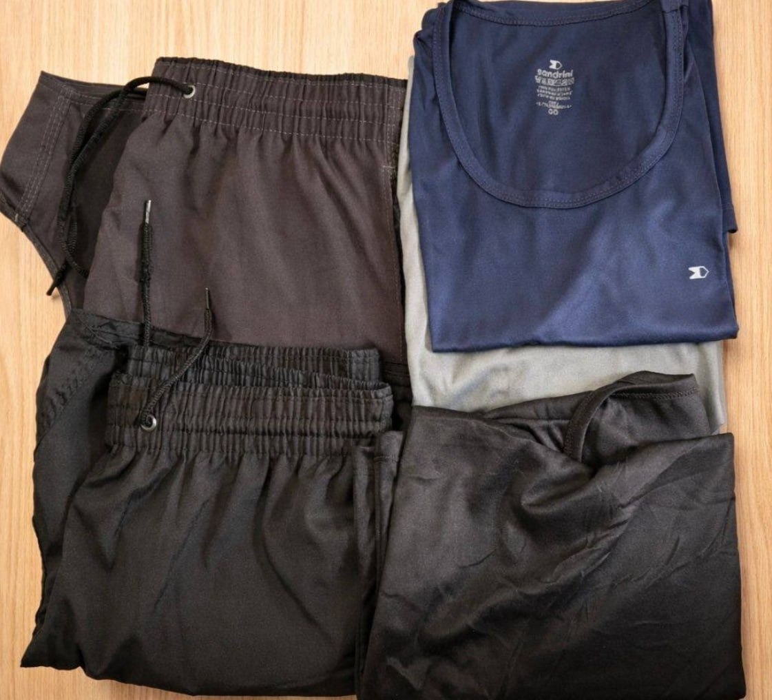 🎽🩳 Kit 5 Peças: 3 Camisas Regata Dry-fit Sandrini + 2 Short Tactel