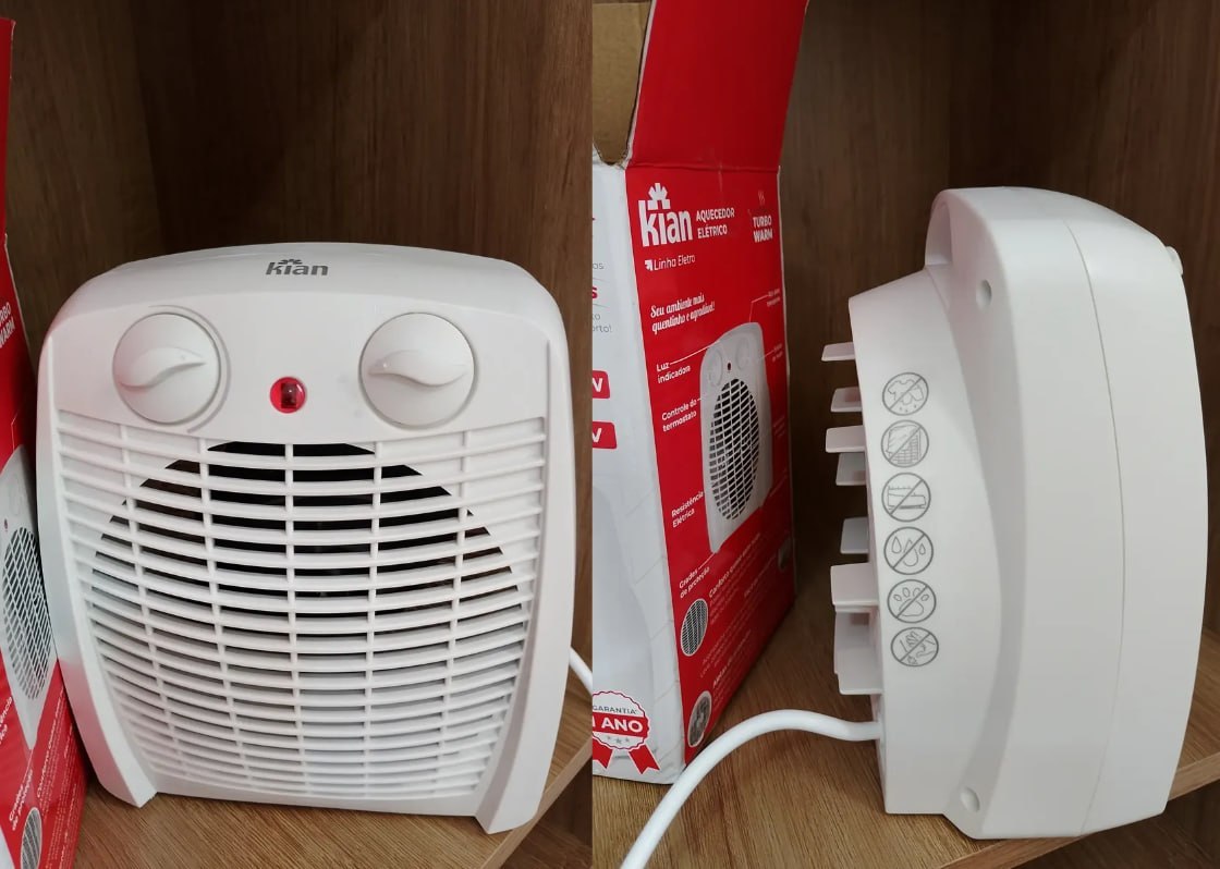 ♨️ Aquecedor Elétrico 2 Em 1 Kian Branco 1800w 2 Níveis De Aquecimento + Ventilação - 220V