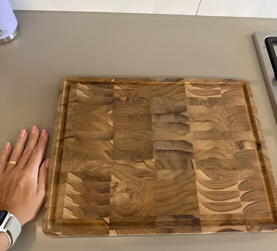 🥩 Tabua Churrasco Madeira Teca Invertida 40x30x2cm
