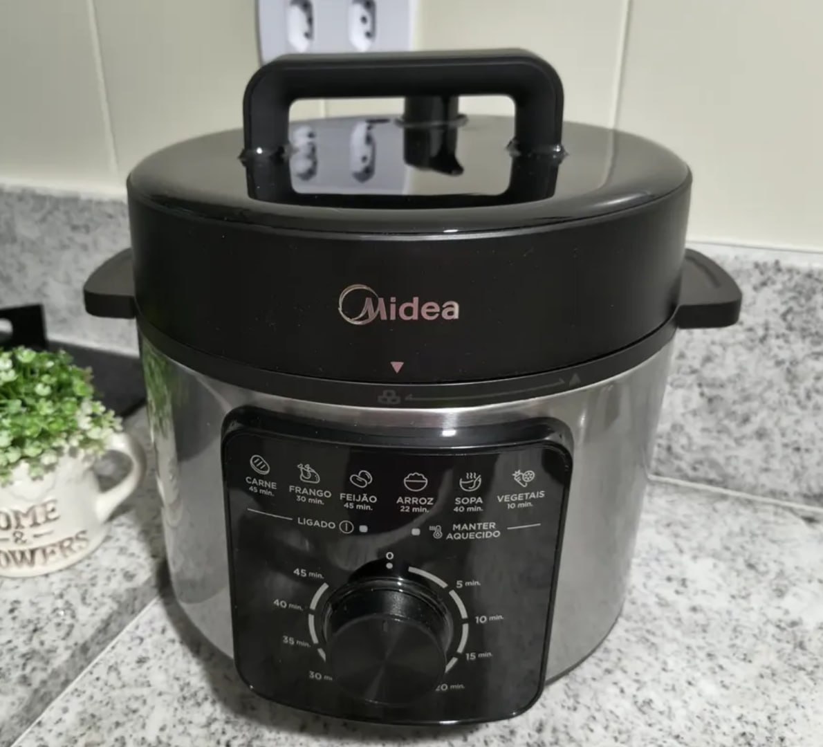✅ Panela De Pressão Mecânica Preta E Inox 4l Midea Cor Cinza - 220v