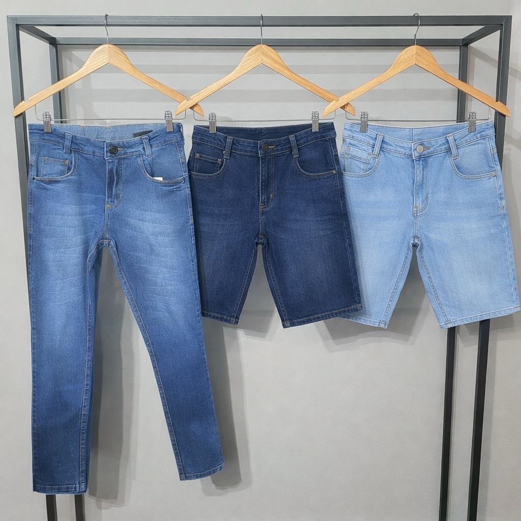 👖🩳 Kit 2 Bermudas 1 Calça Jeans Skinny