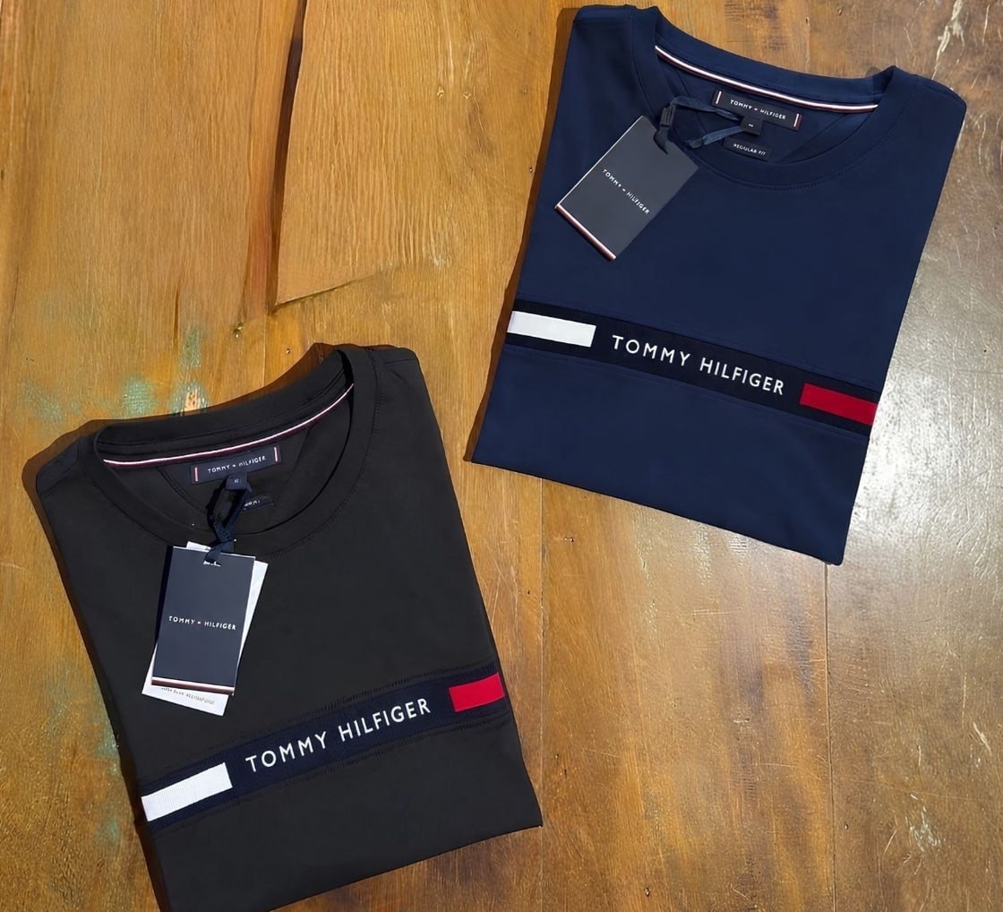 👕 Kit Camisetas Tommy Hilfiger Insert Azul Marinho/preta 2un