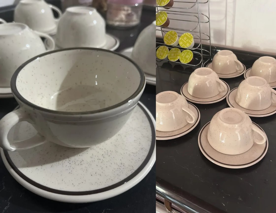 ☕️ Jogo De 6 Xícaras Grandes 200 Ml Com Pires Unni Brisa Oxford