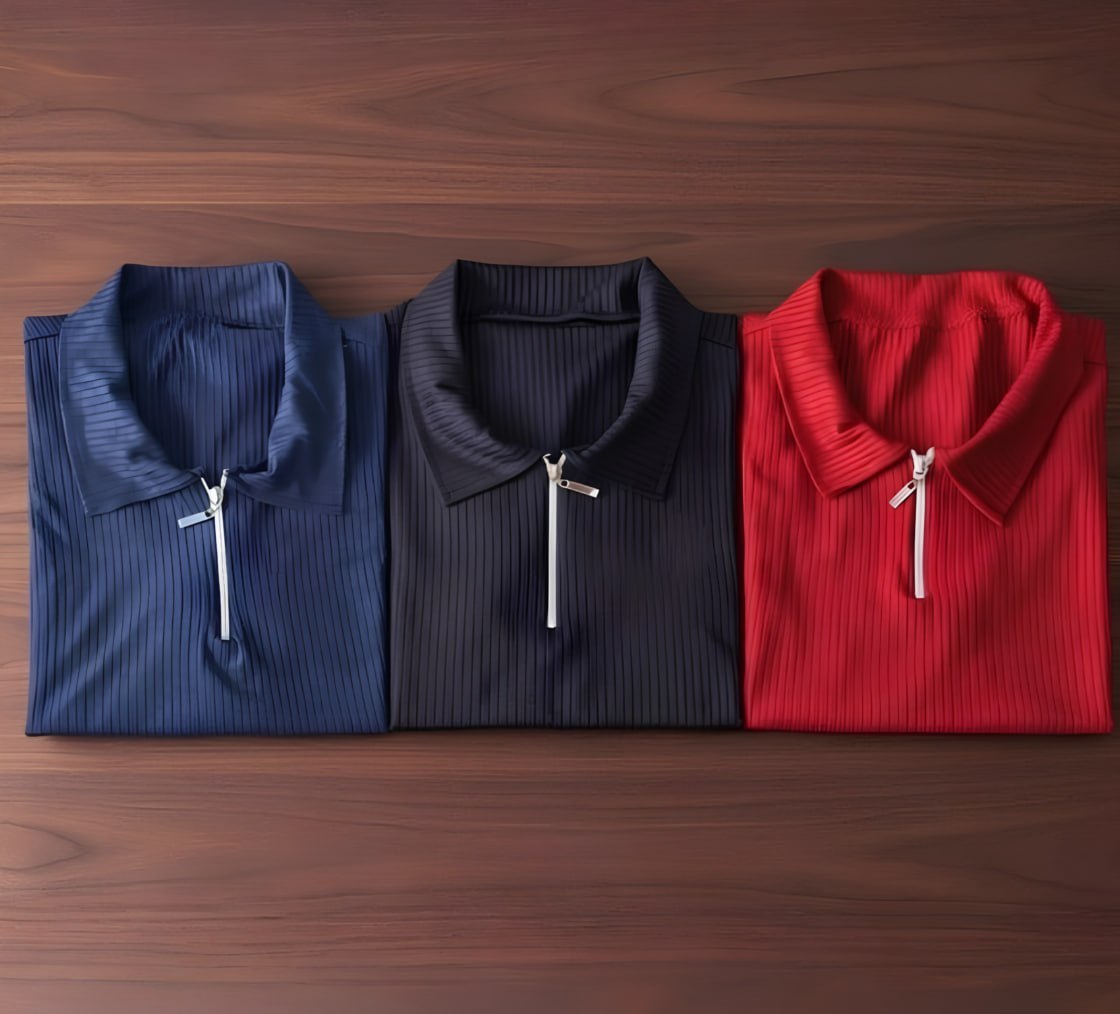 👕 Kit 3 Camiseta Polo Manga Curta Com Zíper