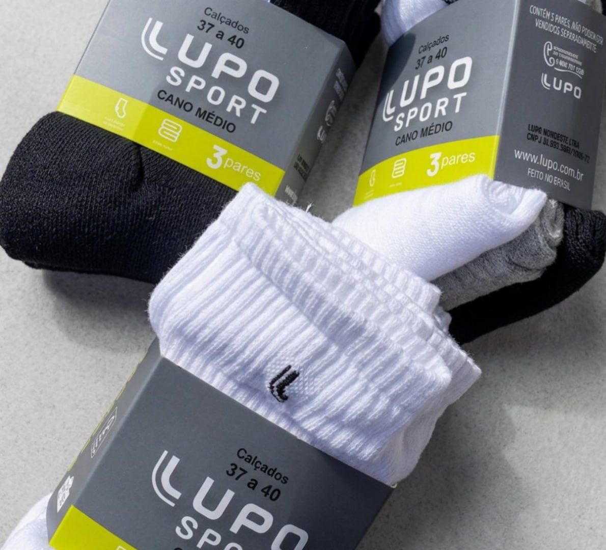 🧦 Kit 6 Pares Meias Lupo Cano Médio