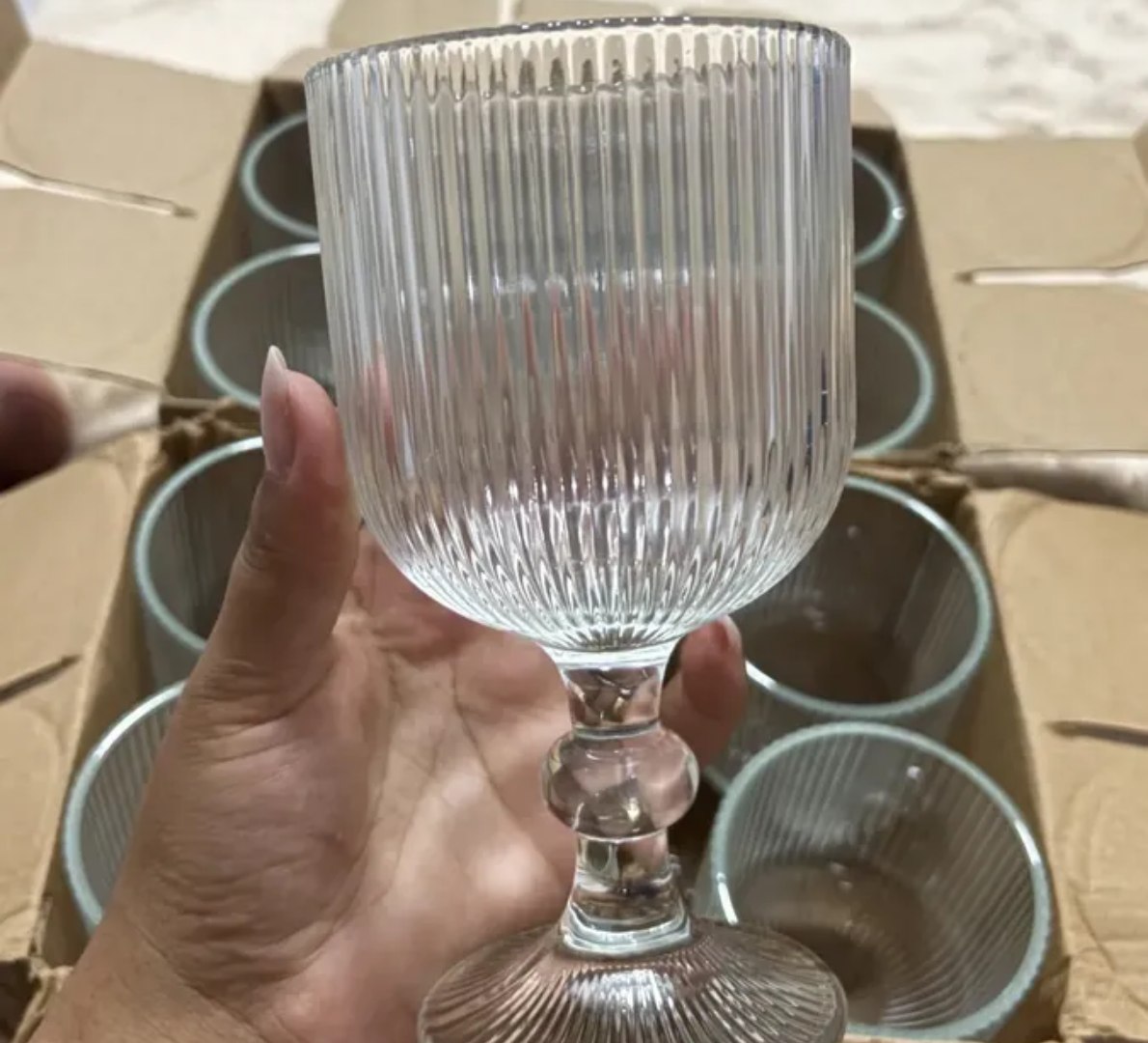 🍷 Jogo 6 Taças De Vidro 360ml Canelado
