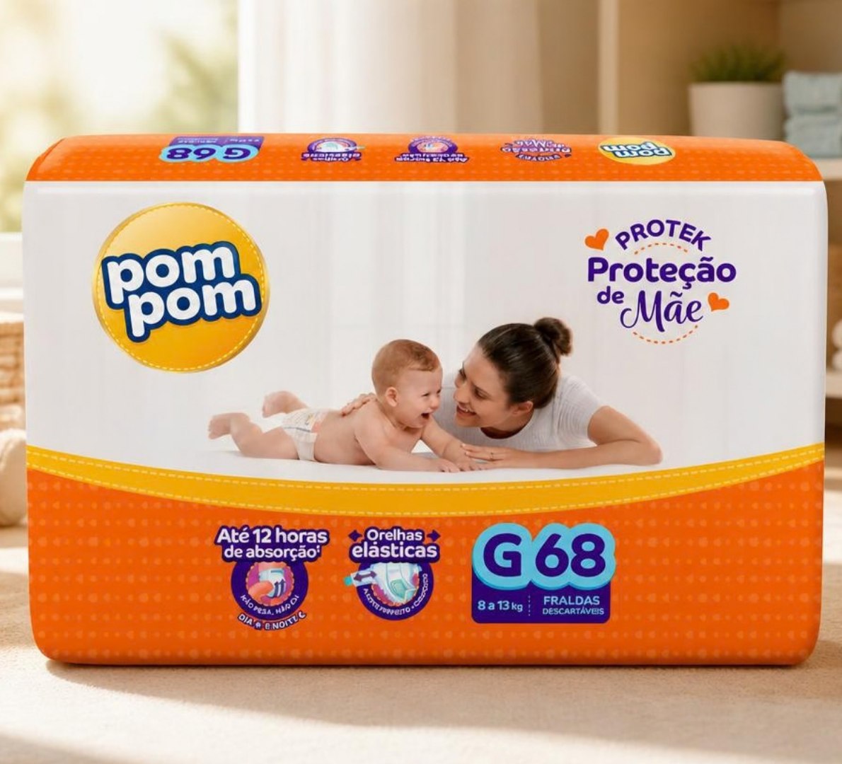 👶 Fralda Pom Pom G 68 Unidades