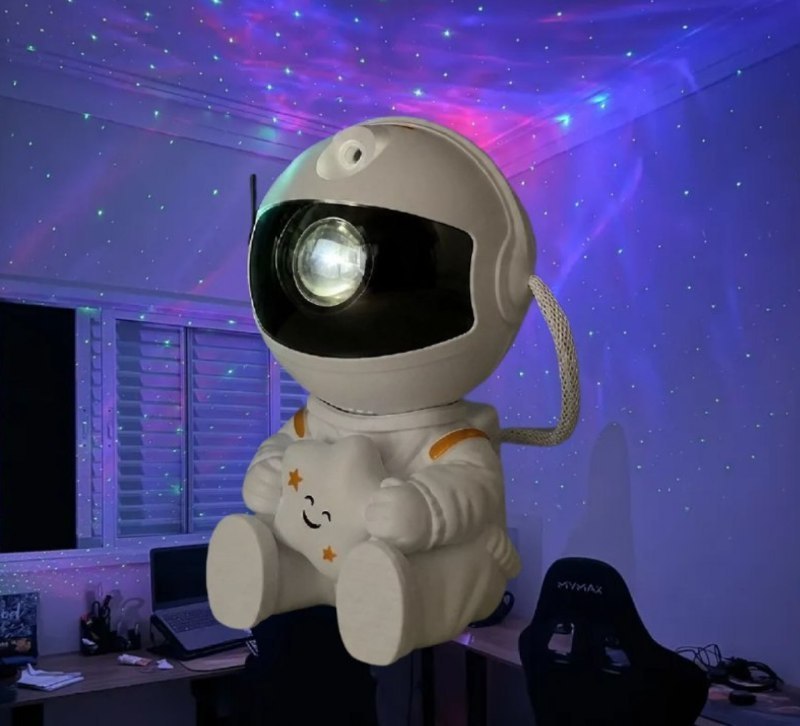 🧑  Mini Astronauta Projetor Estrelas Galáxia Luminária Noturna