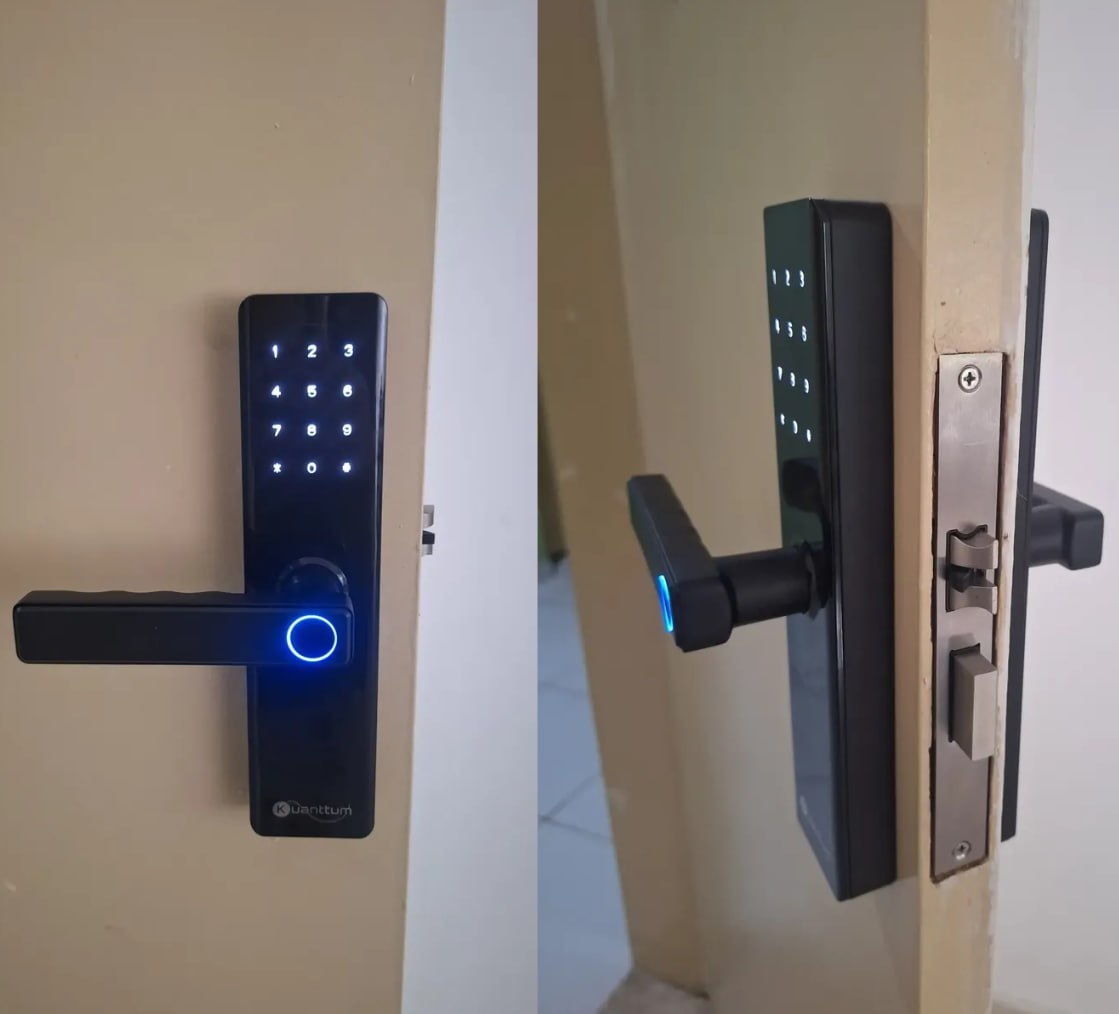 🔑 Fechadura Digital Kuanttum Beta de Embutir com Biometria
