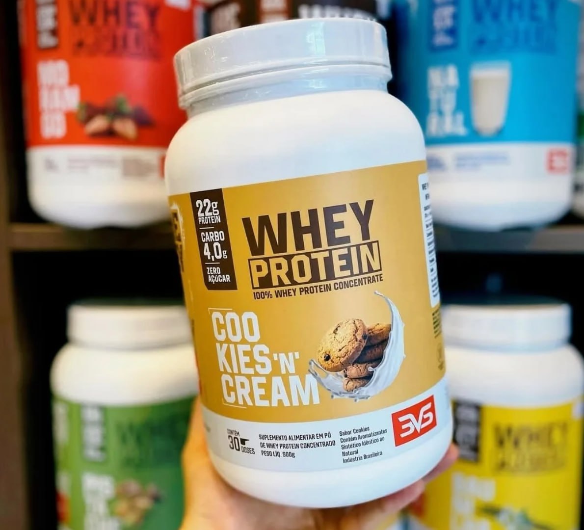 💪 Whey Protein 100% Concentrado 900g Sabor Cookies and Cream - 3vs Nutrition
