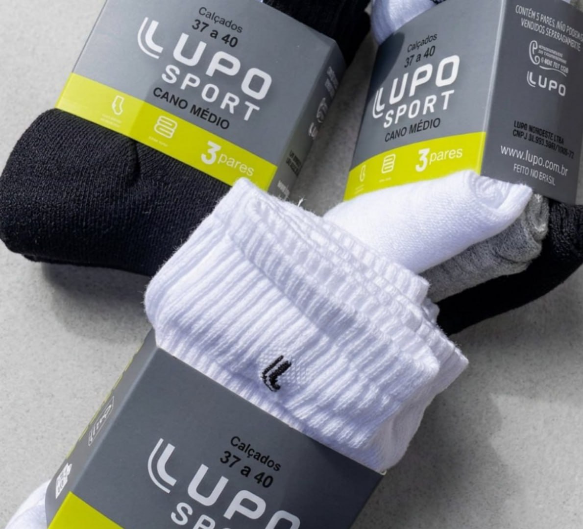 🧦 Kit 6 Pares Meias Lupo Cano Médio