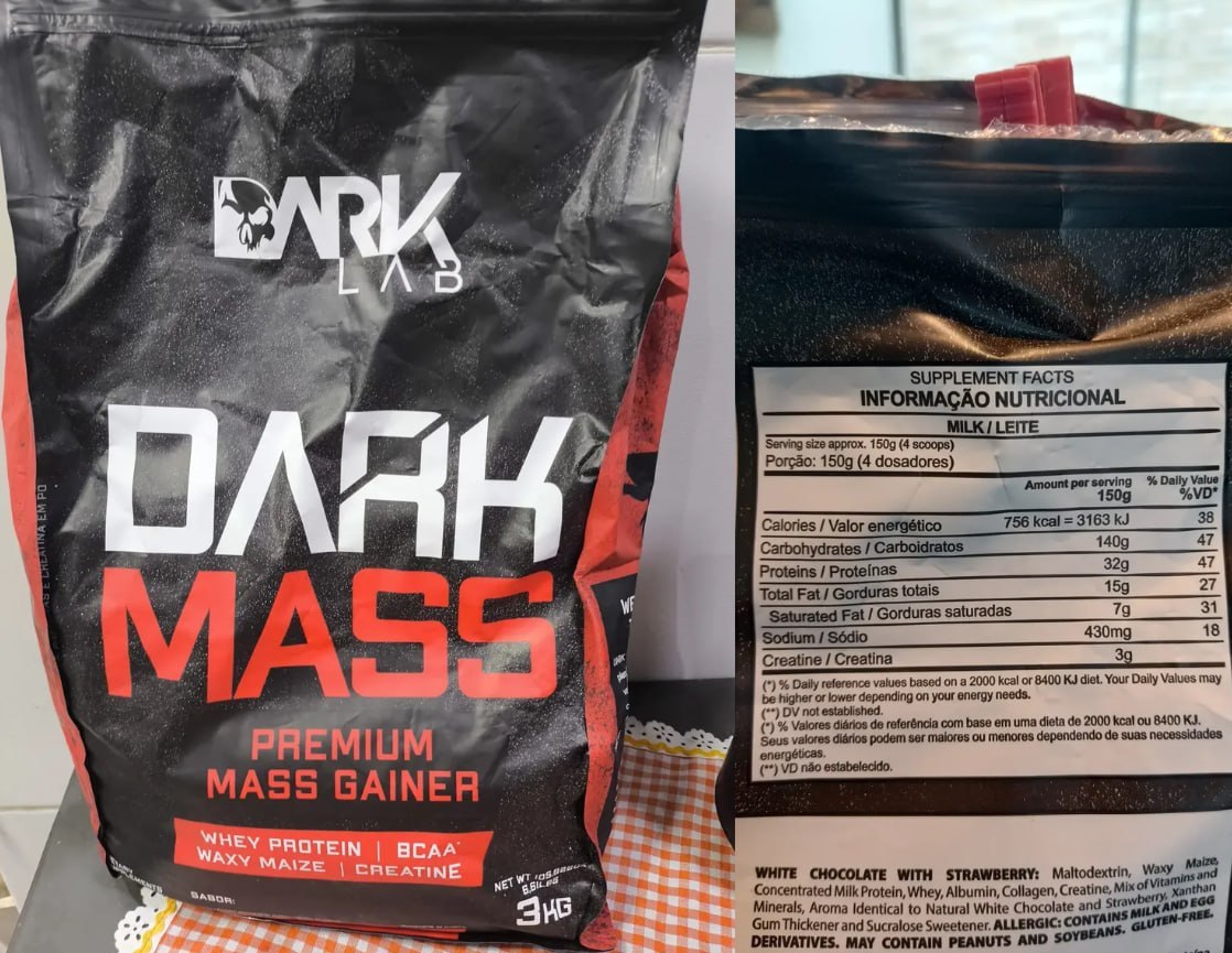 💪 Hipercalórico Dark Mass 3kg Dark Lab - Baunilha ou Biscoitos