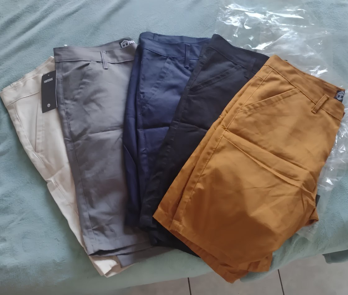 🩳 Kit Com 5 Bermudas Sarja Brim Coloridas