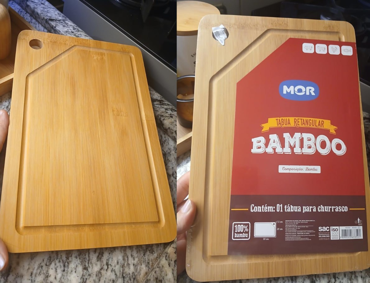 ✅ Mor Tábua Retangular Bamboo 30cm x 20cm