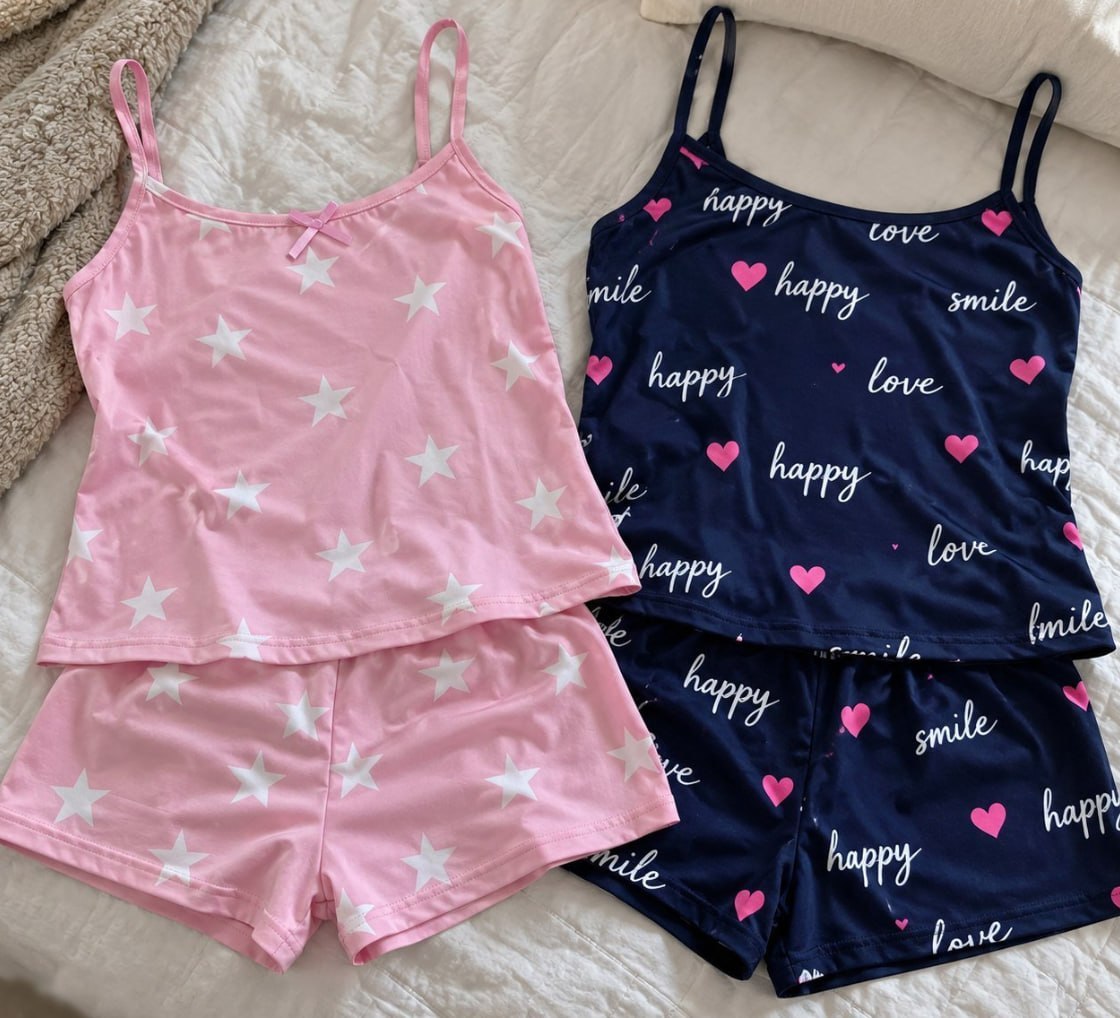 😴 Kit 4 Peças (2 Conjuntos) Pijama Baby Doll