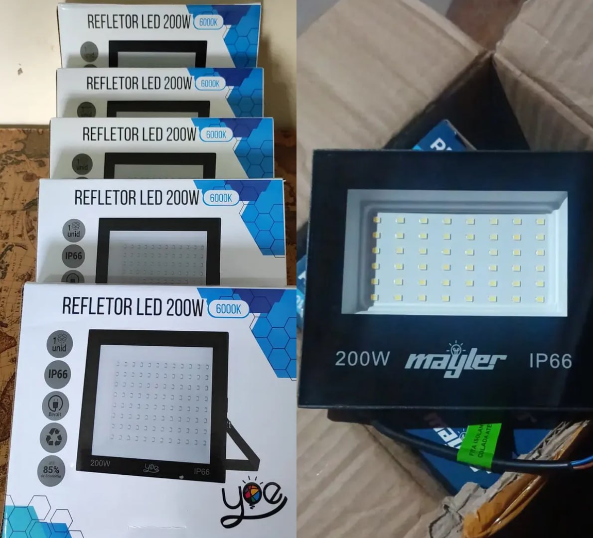 💡 Kit 5 Refletor SMD Led B&G 200w