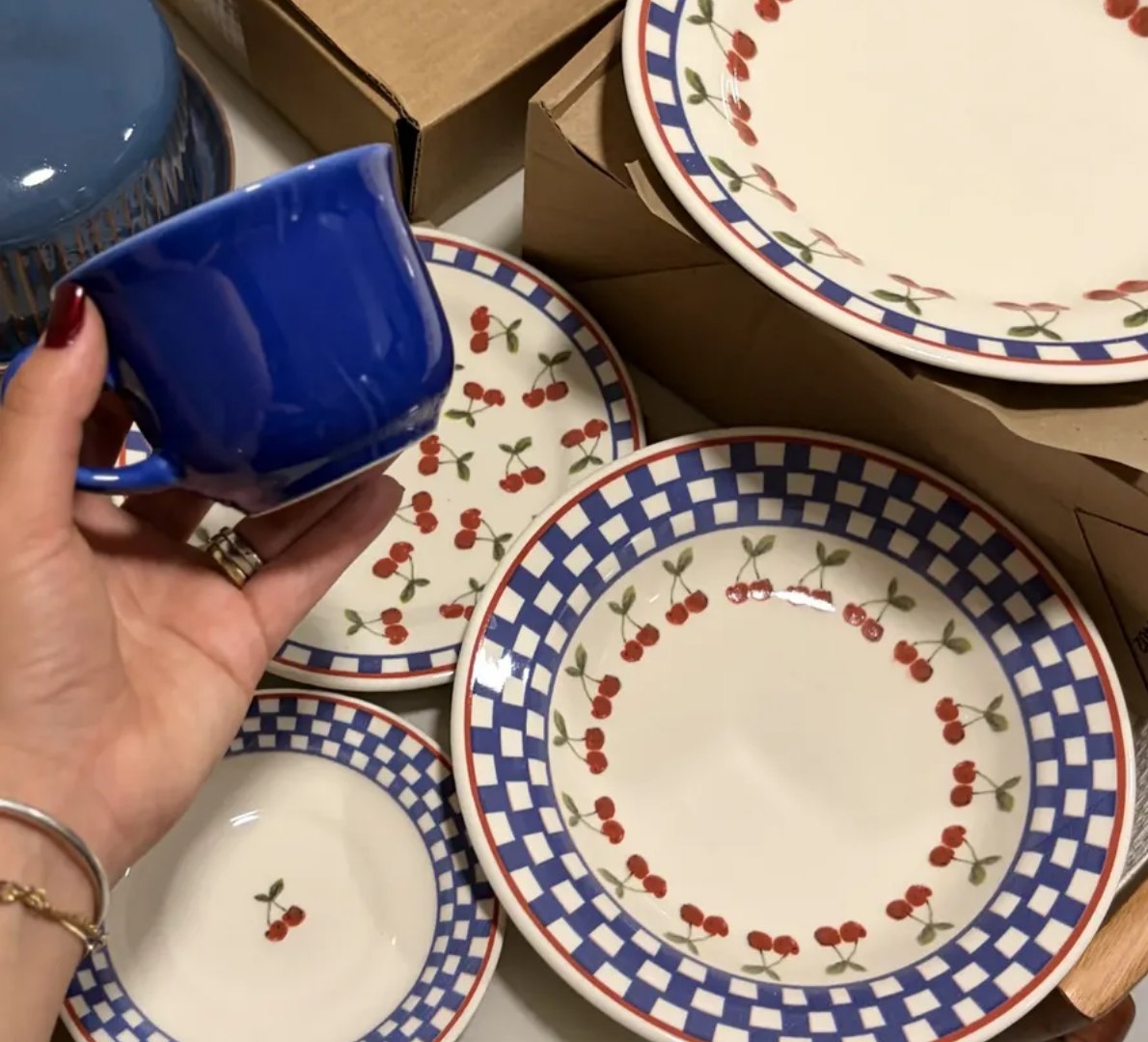 🍽️ Aparelho de Jantar Cerâmica Biona Donna Jardim de Cerejas 20 Peças