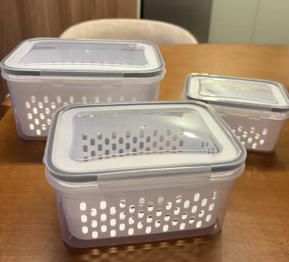 ✅ Kit 3 Organizadores Geladeira Com Tampa