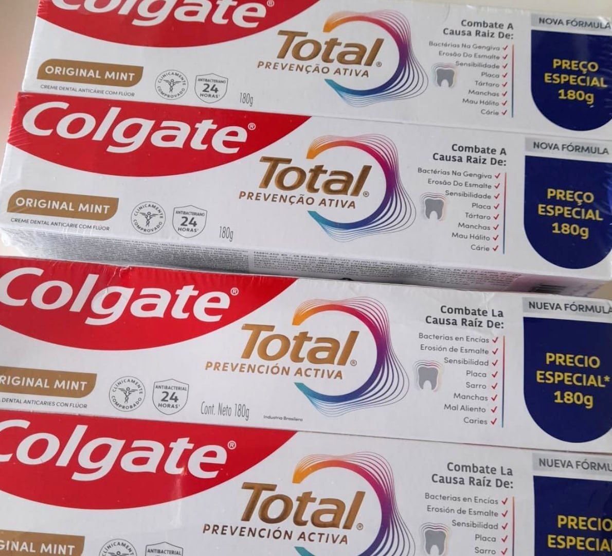 🦷 Colgate Total Original Mint Creme Dental com Flúor, 2x180g