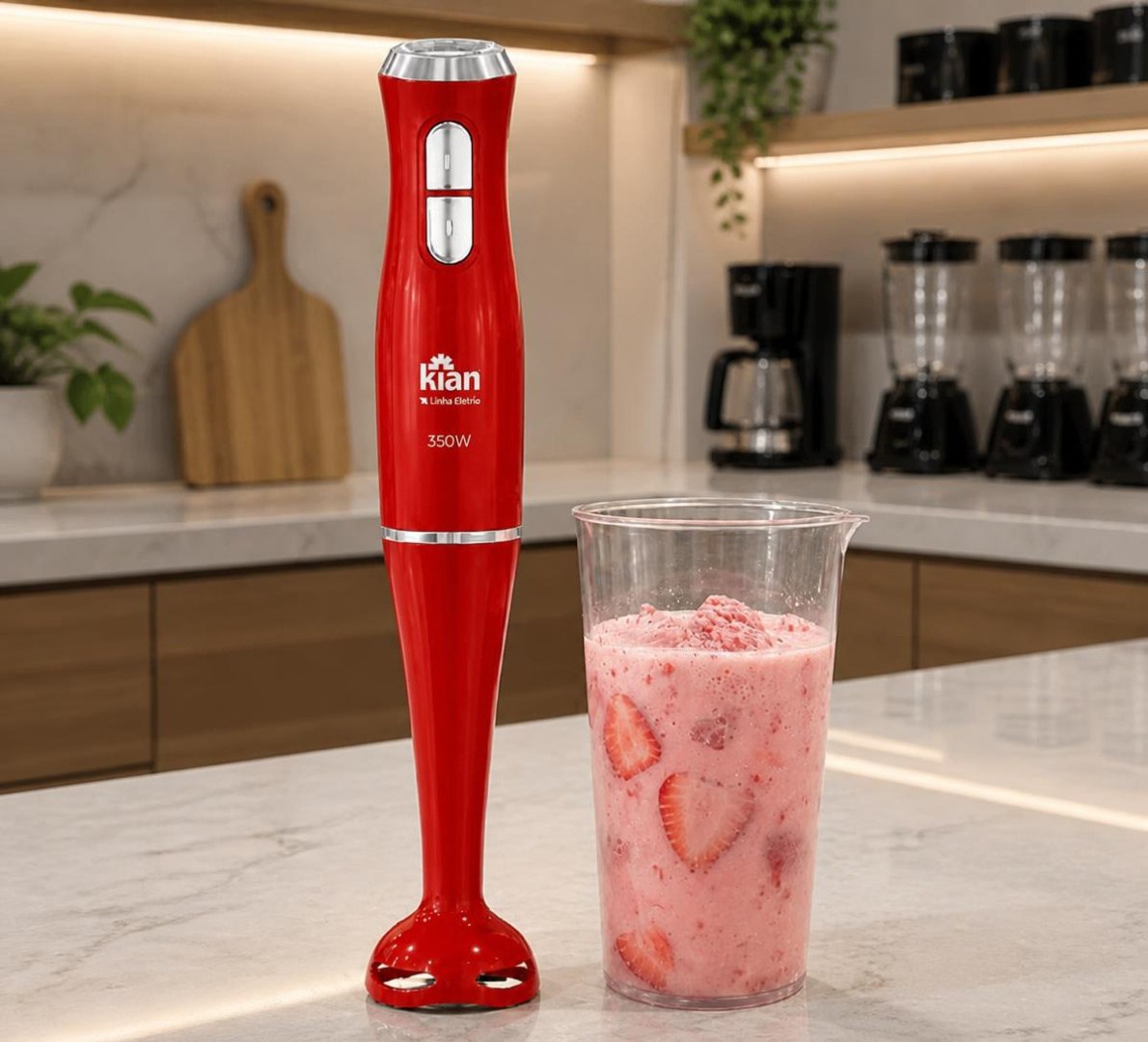 ✅ Mixer Kian 350W com 2 Velocidades e Copo 700ml Vermelho