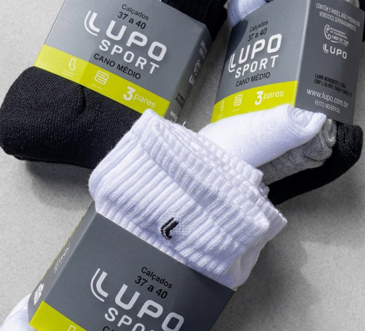 🧦 Kit 6 Pares Meias Lupo Cano Médio
