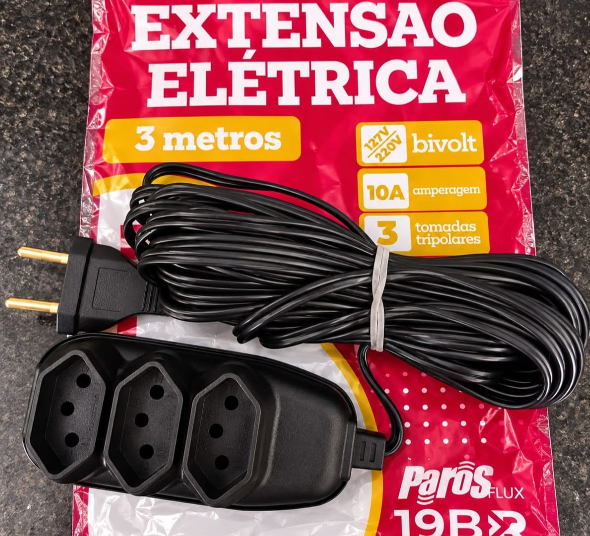 🔌 Extensão Elétrica 3 Tomadas Tripolar 3 Metros