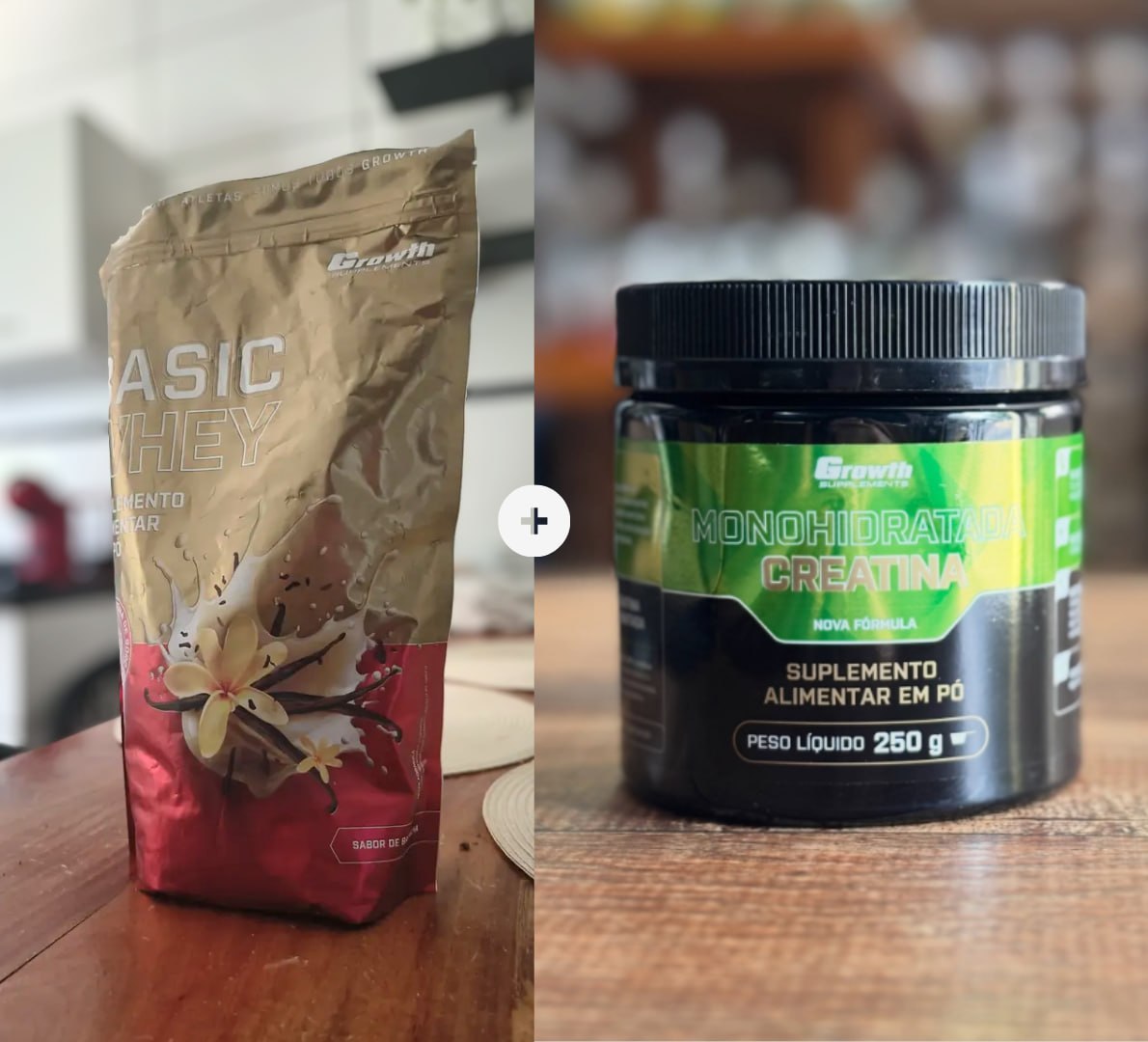 💪 Kit Growth: Whey Protein Basic Baunilha 1kg + Creatina Monohidratada 250g