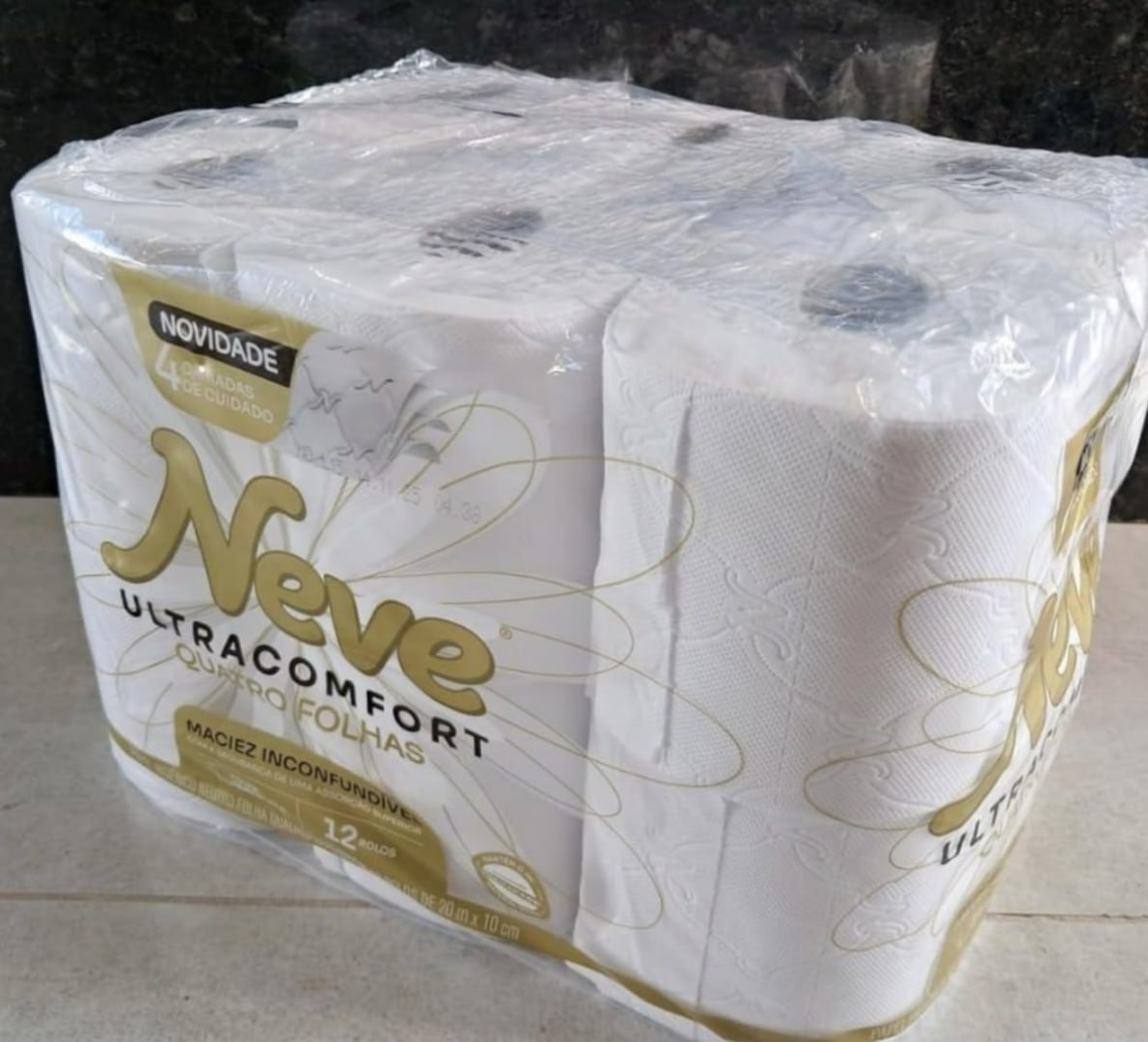 🧻 Neve Papel Higiênico Ultracomfort, Folha Quádrupla, 20m, 12 rolos