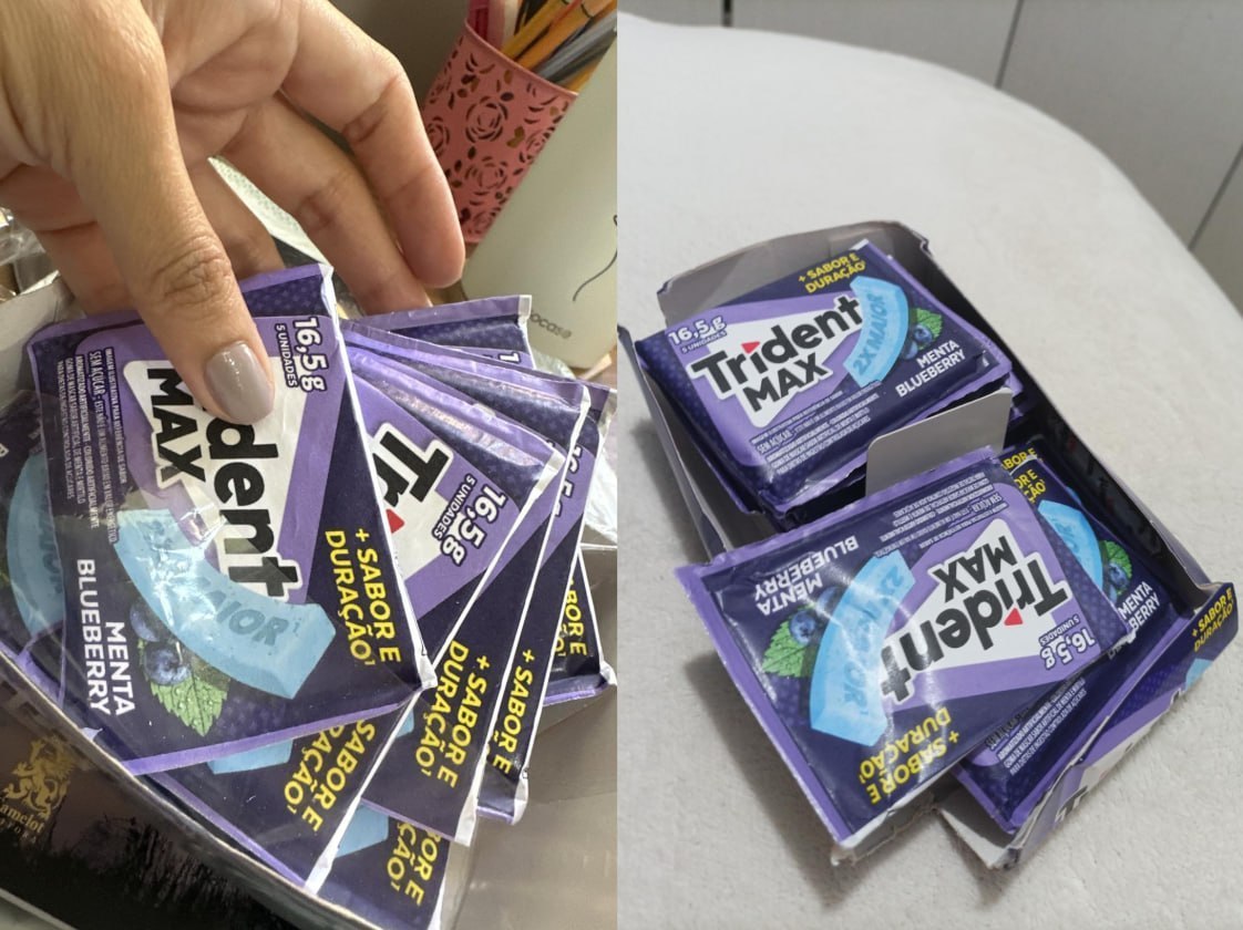 🍬 Chiclete Trident Max Menta Blueberry Sem Açúcar - Caixa c/ 14 unids.