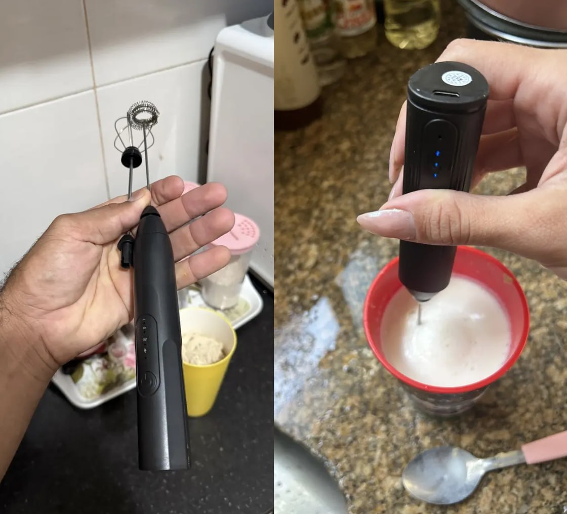 ✅ Mini Mixer Misturador De Bebidas Elétrico 2 Em 1 Portátil