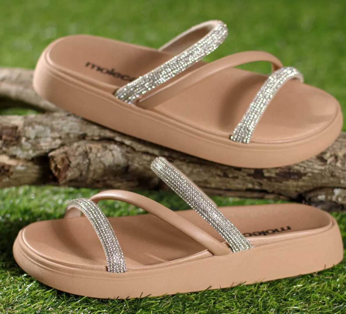 👡 Papete Moleca Confortável Brilho Flatform Eva