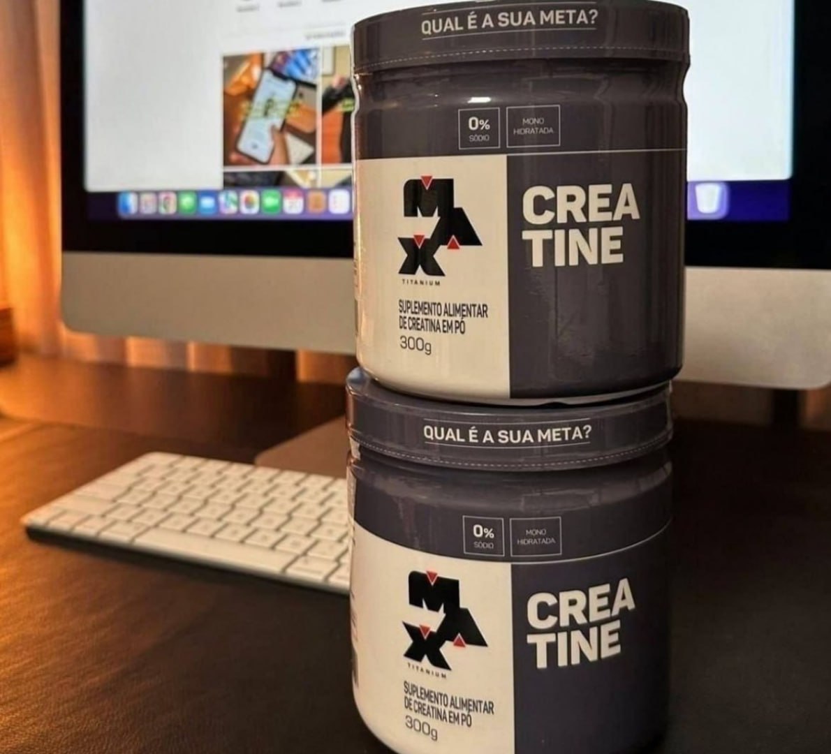 💪 Creatina Max Titanium Em Pó 300g 2 Un.