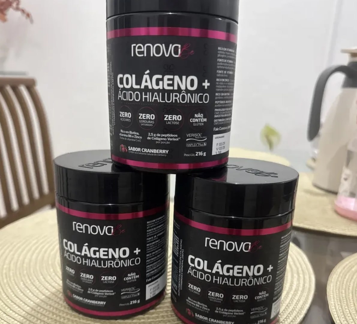 Kit 3x Colágeno Verisol Ácido Hialurônico Biotina Renova Be