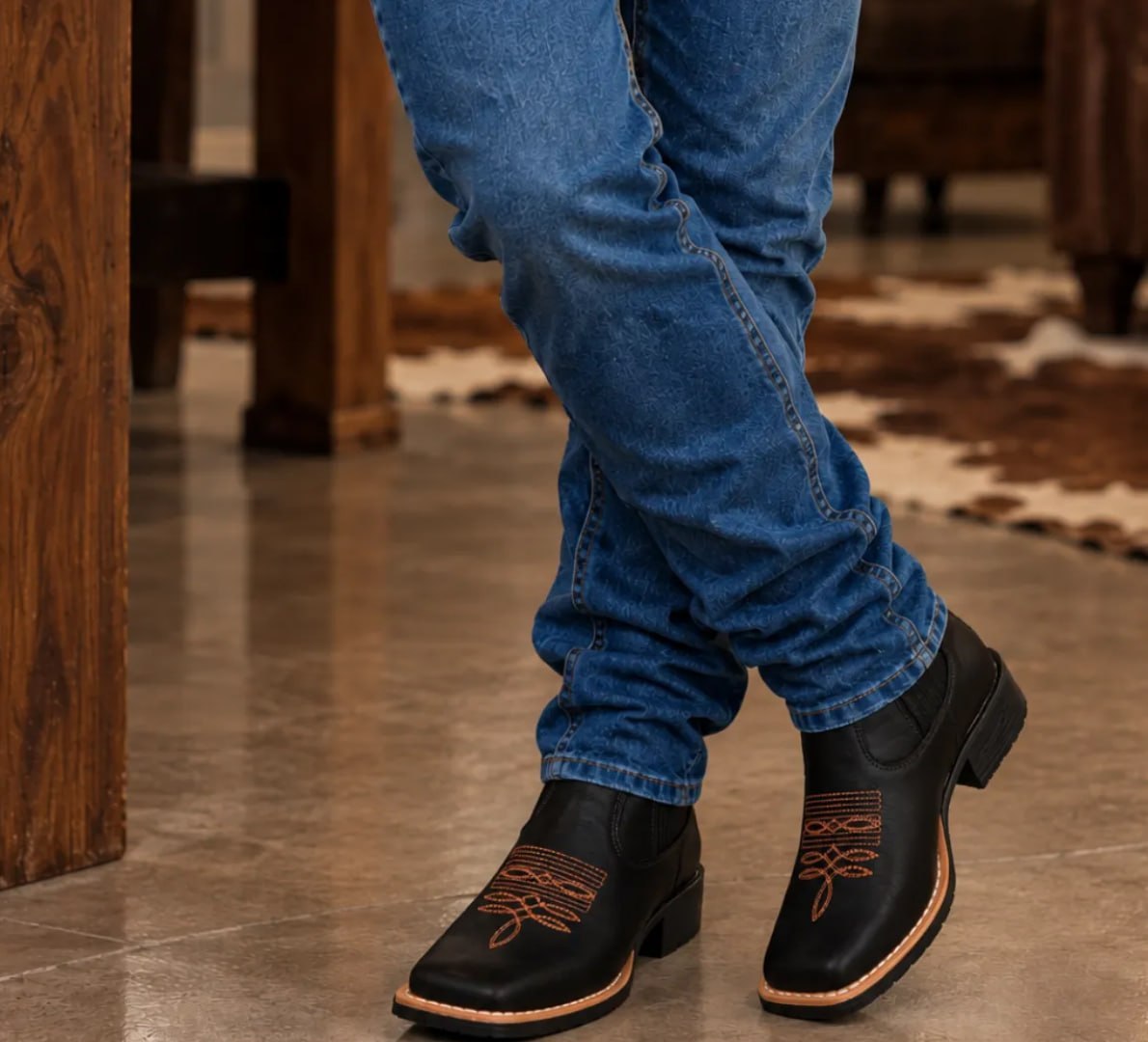 👢 Bota Texana Botina Country Com Bico Quadrado