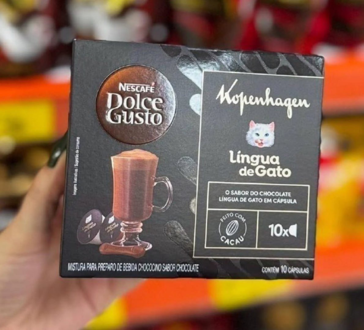 ☕️ Achocolatado Nescafé Kopenhagen Língua de Gato 10 cápsulas