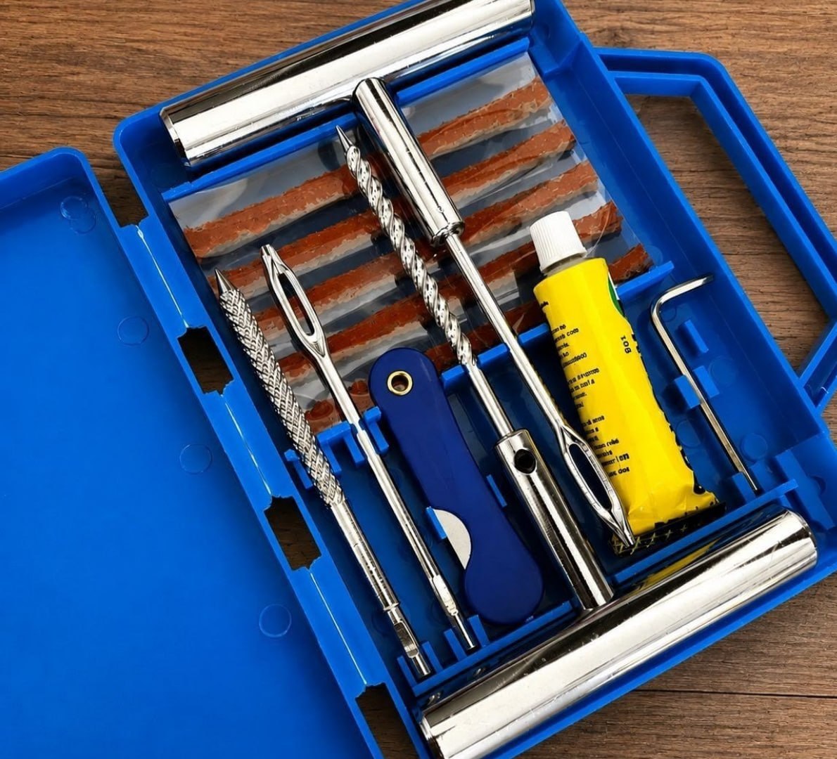 🔧 Kit Reparo Pneu Carro Moto Remendo C/ Maleta