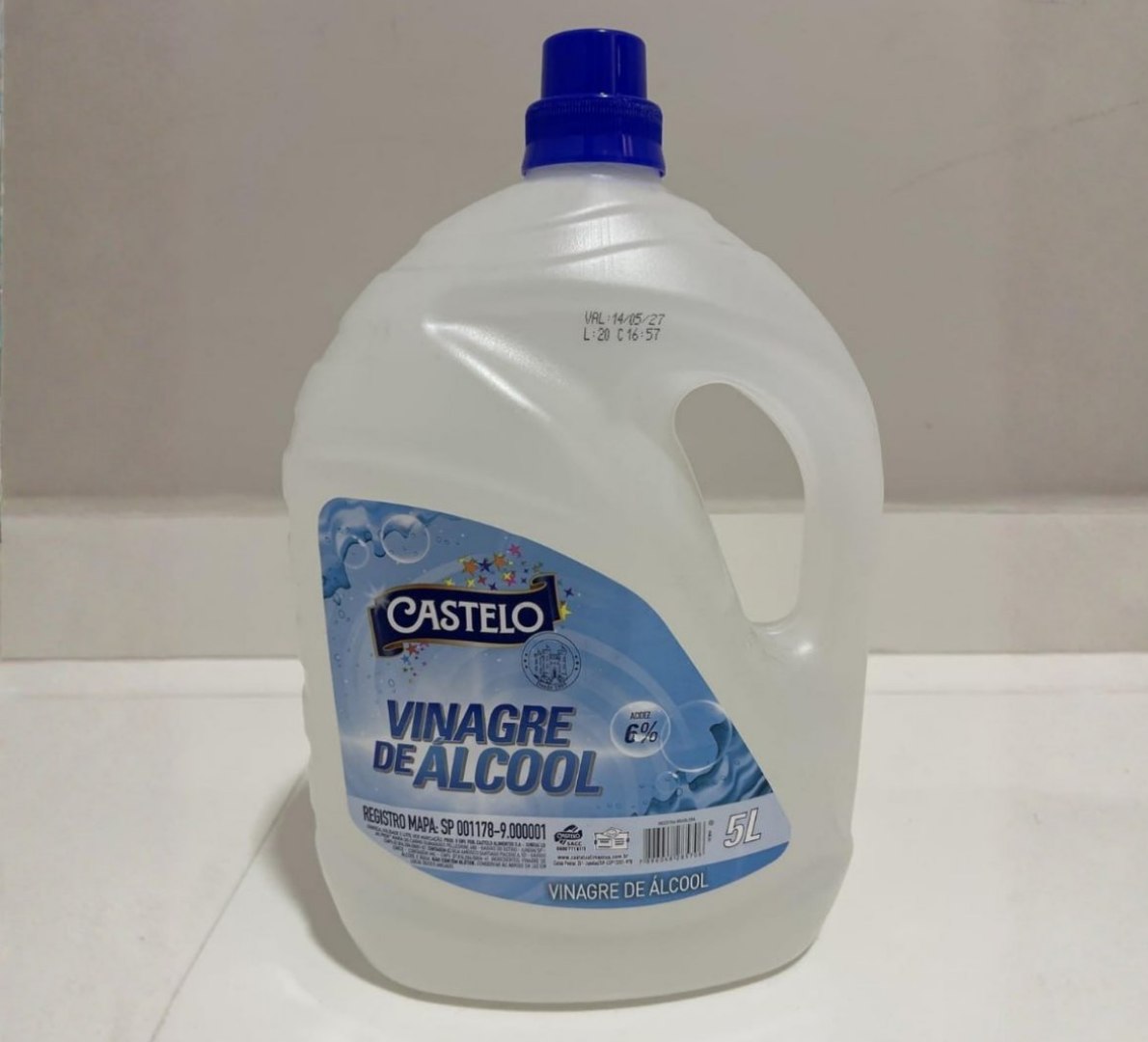 ✅ Vinagre de Álcool Concentrado 6% Castelo 5L