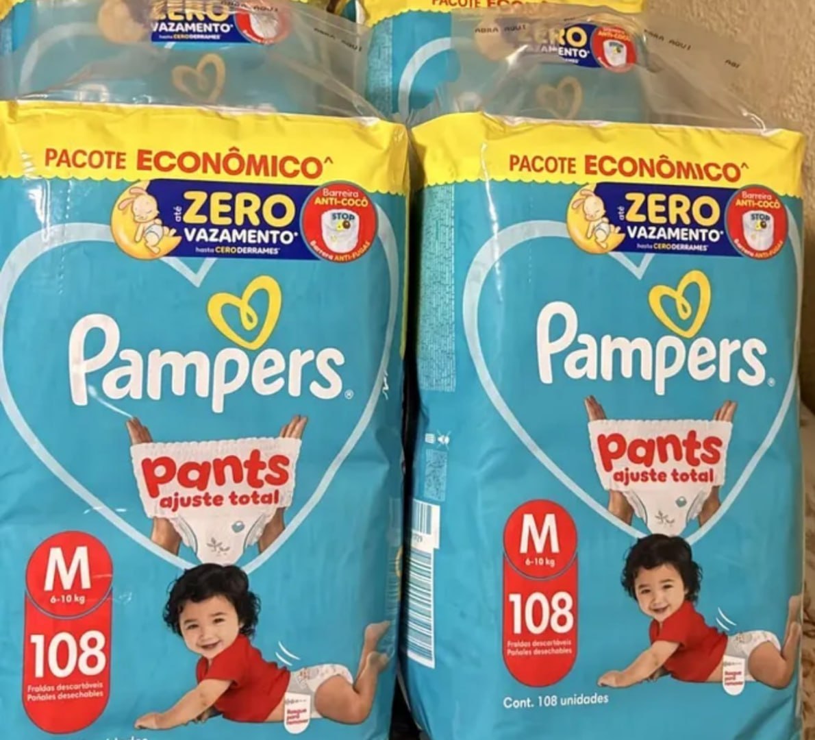 🚼 Fralda Pampers Pants Ajuste Total Tamanho M, 108 Un.