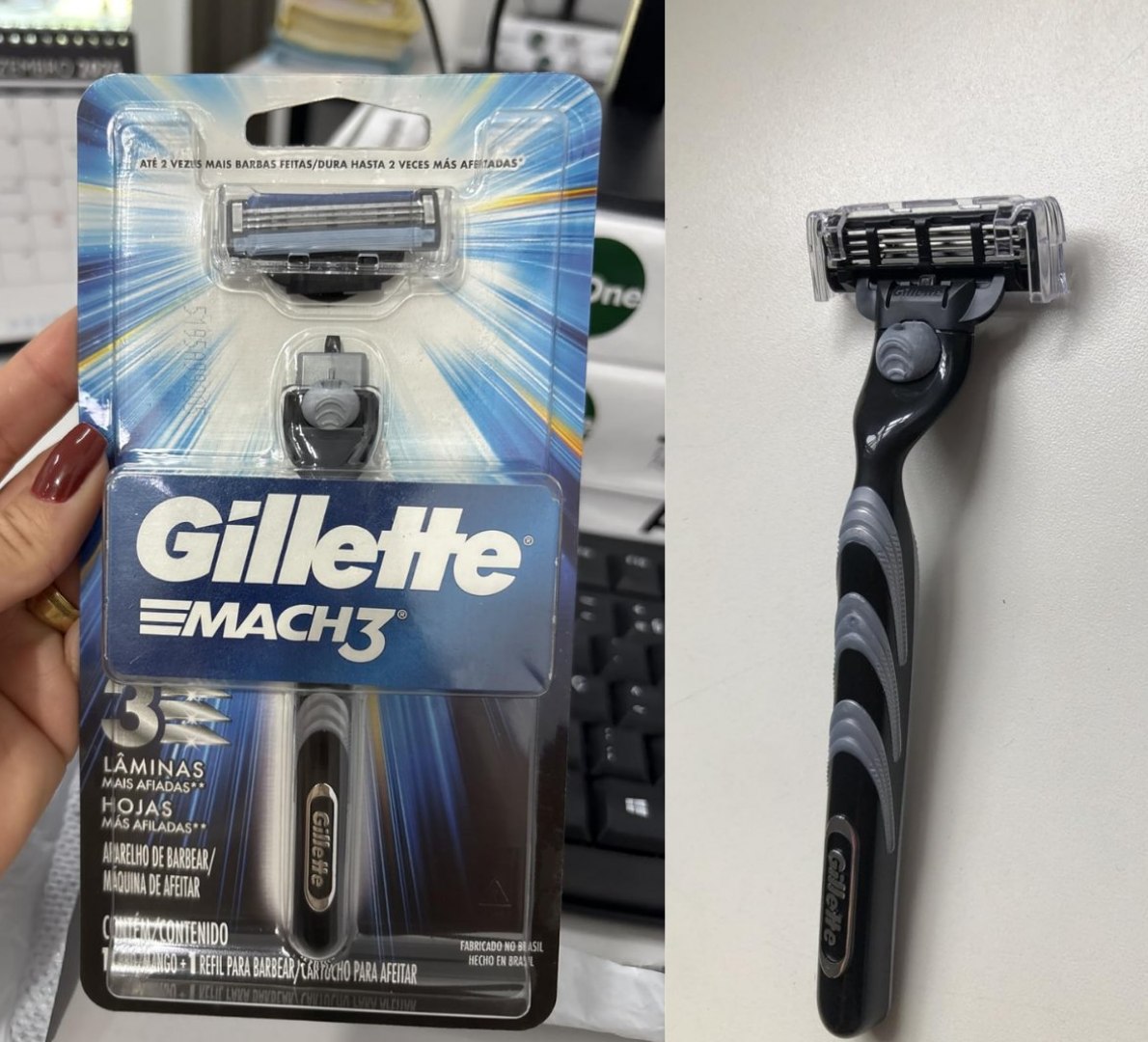 🪒 Gillette Mach3 Aparelho de Barbear com 3 Lâminas - 1 Unidade