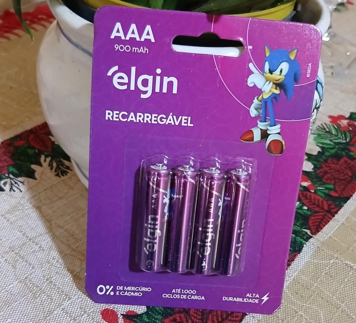 🔋 Pilha Recarregável AAA Palito 900mAh Elgin com 4 unidades