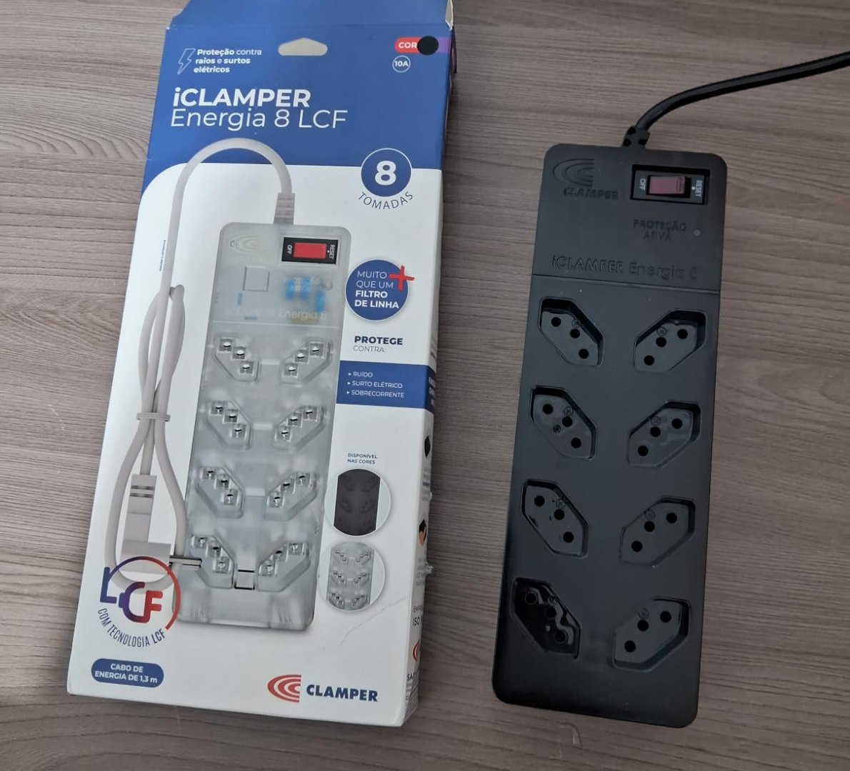 🔌 Filtro de Linha iCLAMPER com 8 Tomadas Bivolt e Cabo de 1m