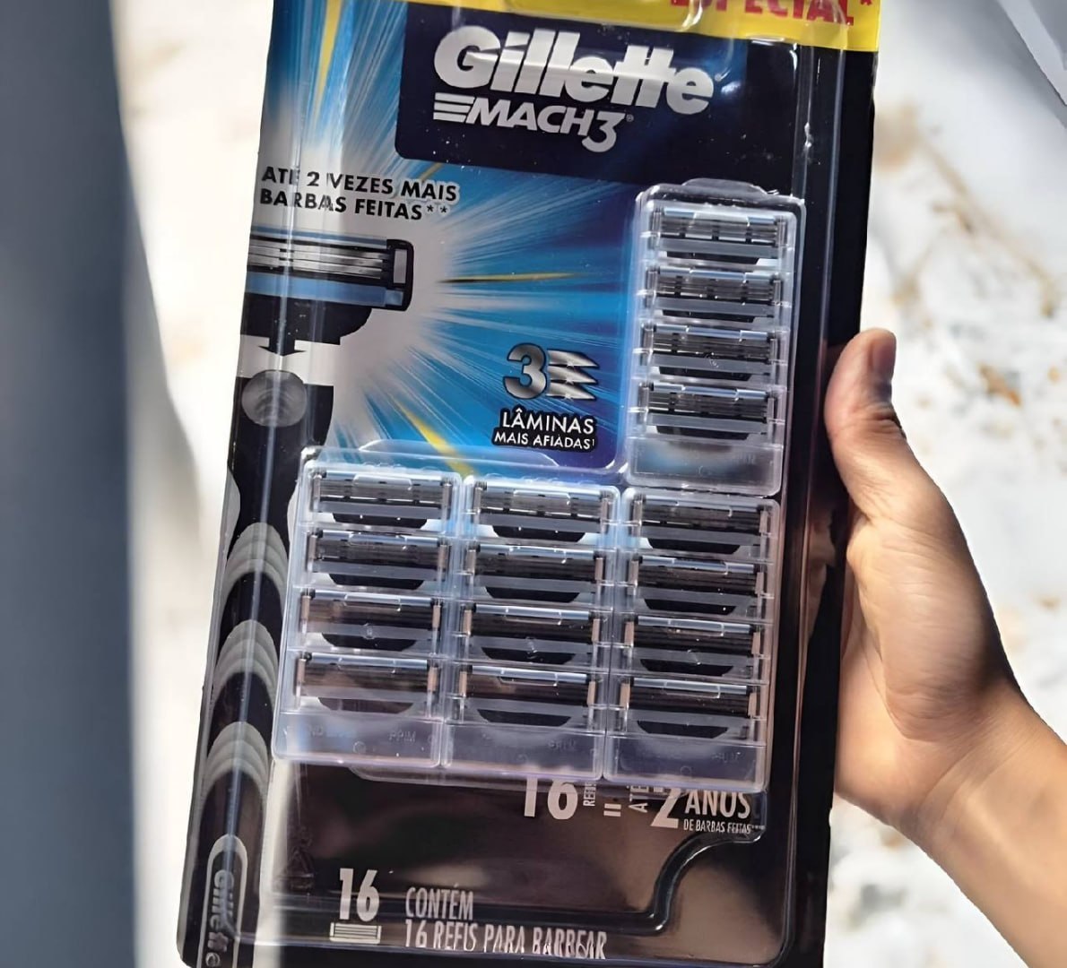 🪒 Gillette Mach3 Refil P/ Barbear, 16 Unidades