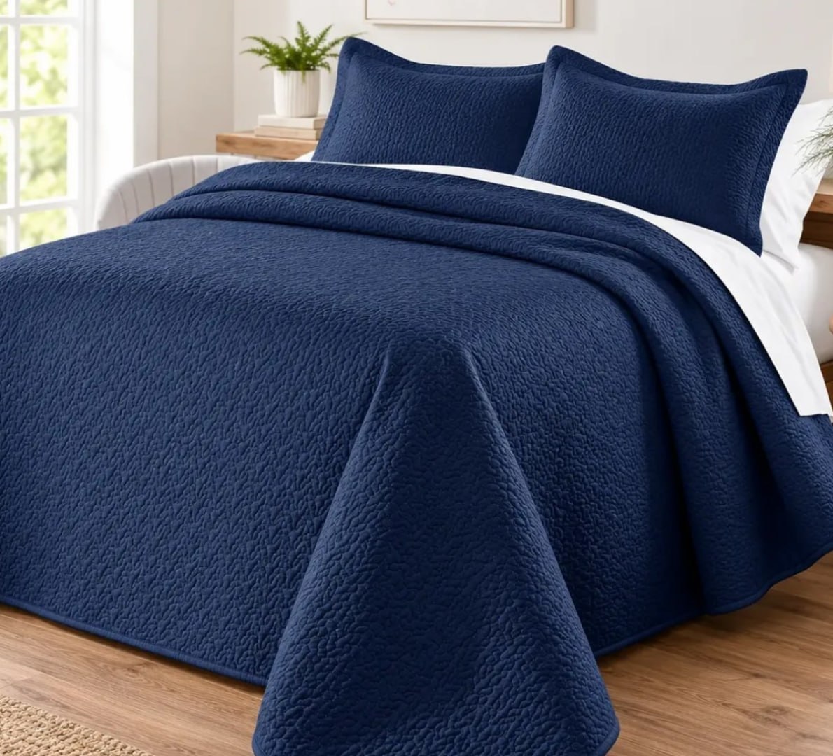 🛏 Colcha/Cobre Leito Dupla Face Matelado Casal 3 Peças