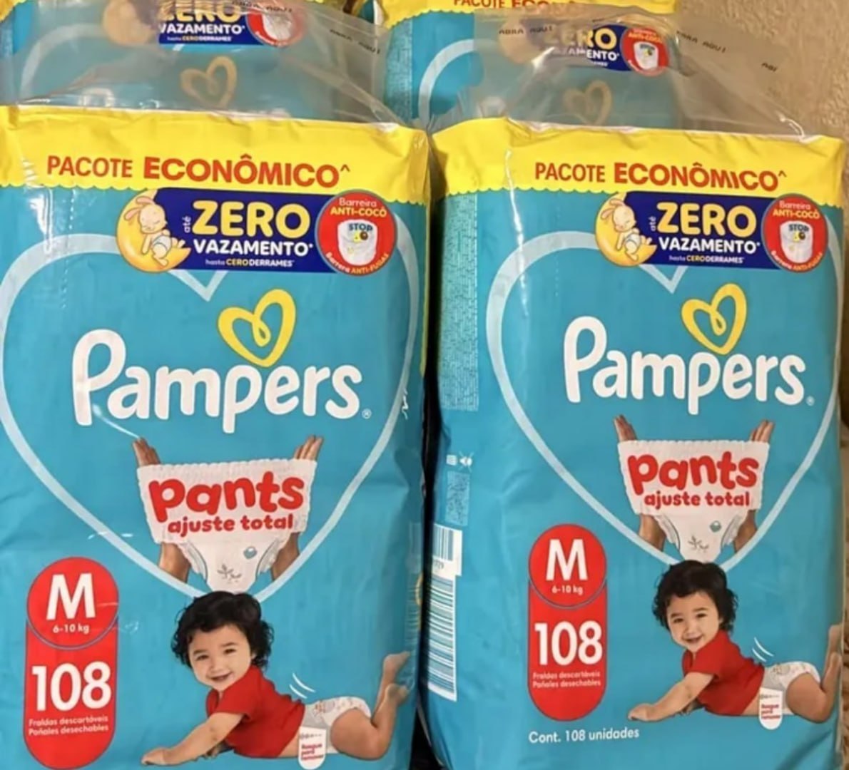 🚼 Fralda Pampers Pants Ajuste Total Tamanho M, 108 Un.